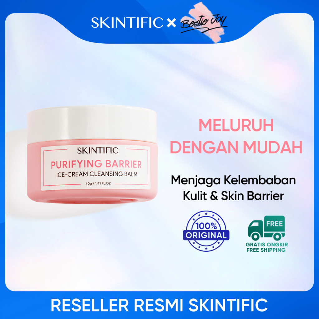 SKINTIFIC Purifying Barrier Ice Cream Cleansing Balm 40g Make Up Remover Pembersih Muka Cosmetics Eyes Lips Make Up Remover Deep Cleansing Waterproof Make Up【BPOM】
