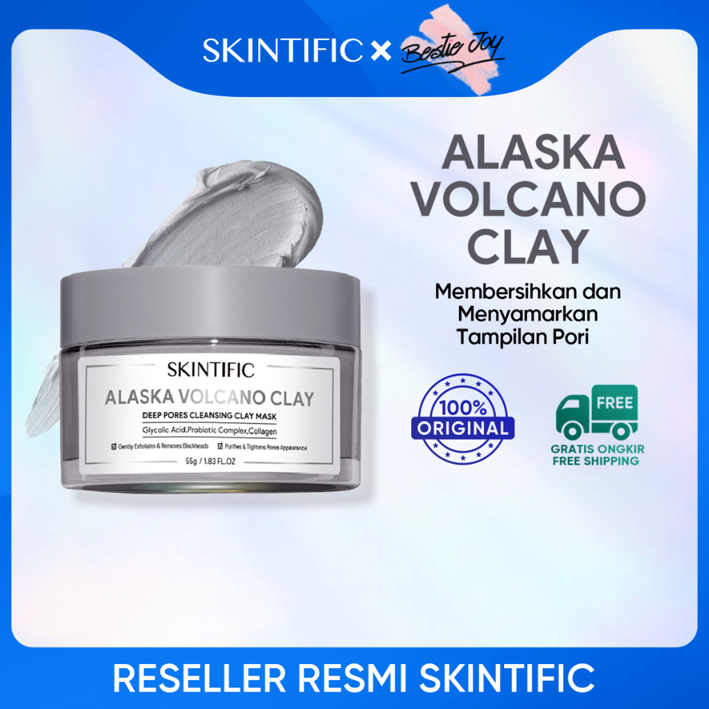 SKINTIFIC Alaska Volcano Clay Mask Facial Mask Makser Komedo Cleansing Wajah Wash off Mask Deep Pores Cleansing Mud Mask 55g [BPOM]