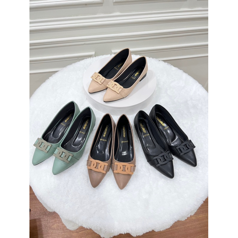 sepatu flat shoes wanita terbaru kekinian pesta LOUISDEAR sepatu flat 2 cm bahan dove B76