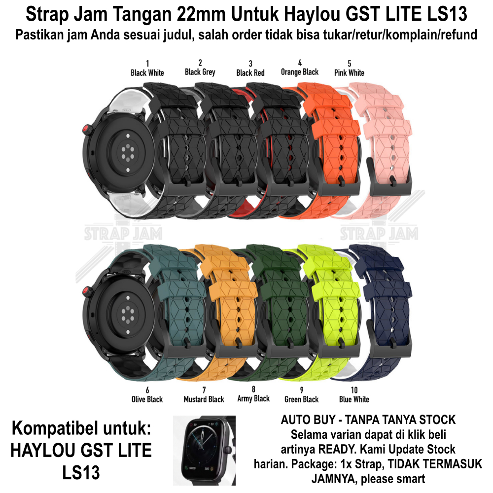 ZQT Strap 22mm Haylou GST Lite LS13 - Tali Jam Tangan Silikon Rubber Quick Release