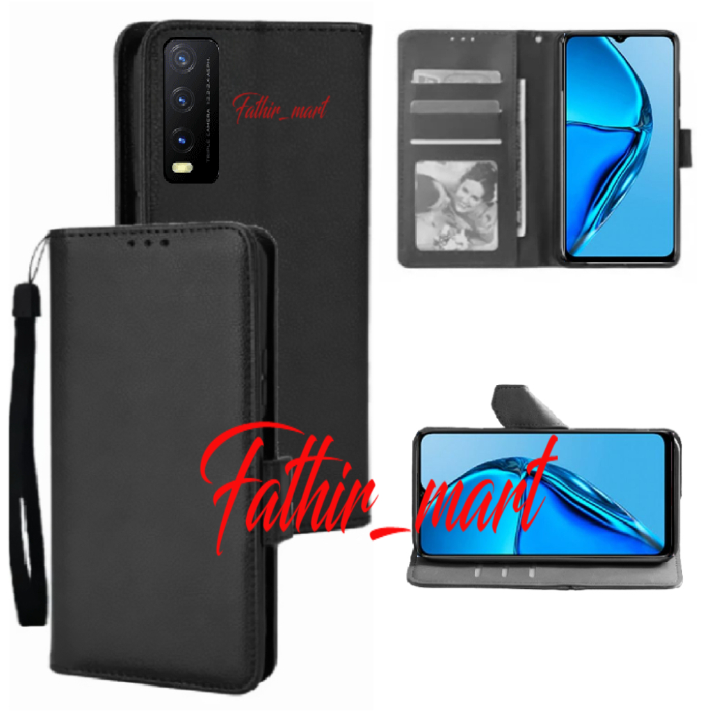 Case Dompet Hp VIVO Y20  Y20i  Y20S  Y12S Case Leather Flip case Cover Kulit Casing Dompet