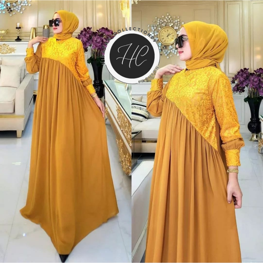GAMIS WANITA BROKAT LEBARAN 2023 DRESS BURKAT MODEL STYLIS FASHION MUSLIMAH TERBARU 2023 RABIRA MAXY DRESS BAHAN CERUTY APLIKASI BURKAT OOTD GAMIS LEBARAN WANITA TERBAIK
