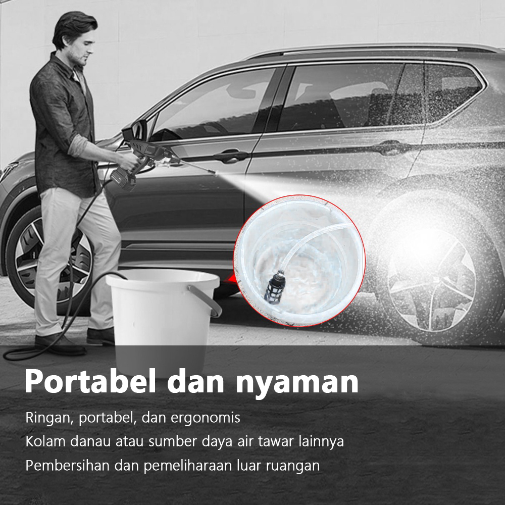 Barnik88 Mesin Cuci Mobil Jet Air Tanpa Kabel Alat Cuci Motor Mobil Pompa Mesin Steam Power Spayer Alat Portable Nirkabel