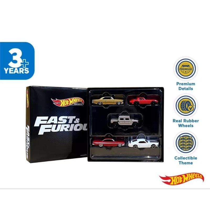 Hot Wheels Premium Fast &amp; Furious 5 Car Packs - Mainan Mobil Balap HKF07-LA10