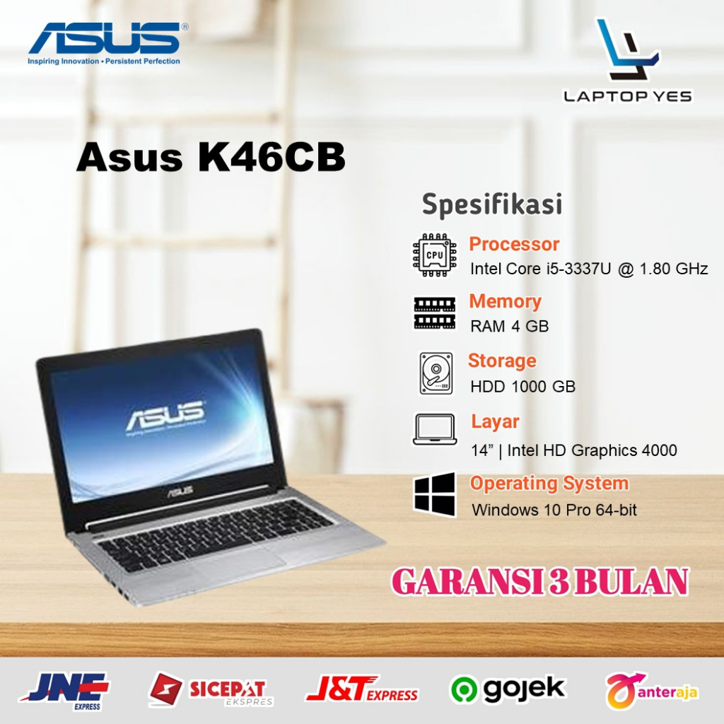 Laptop Asus K46CB Second Murah Core i5 Gen 3 RAM 4 GB Bergaransi