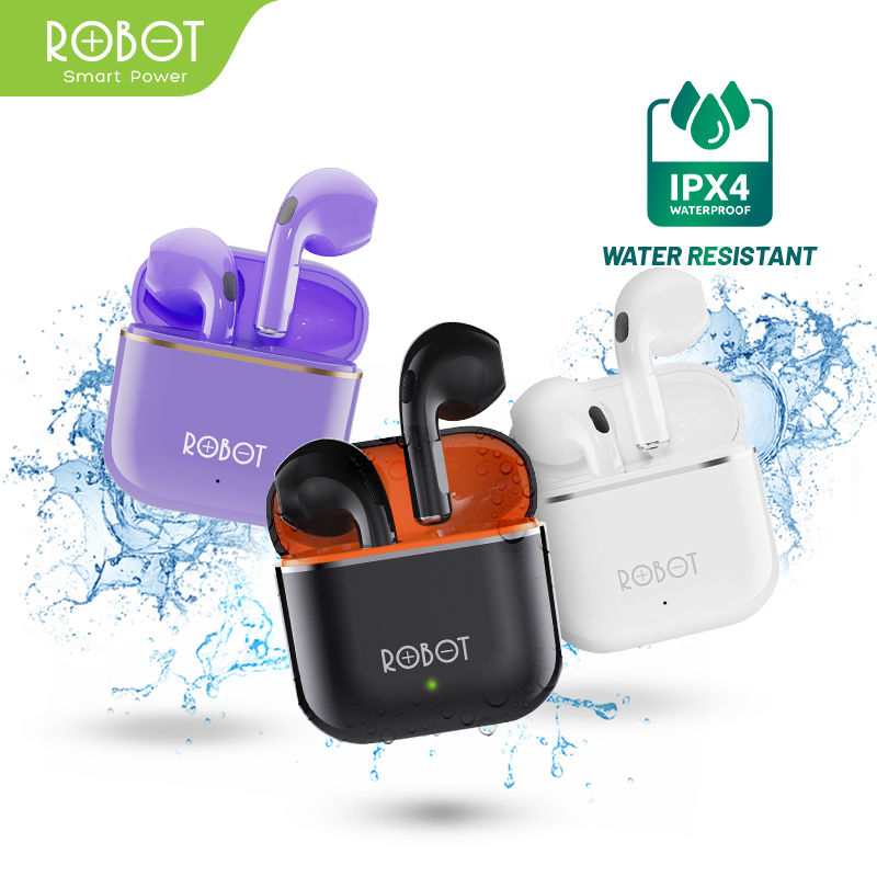 Robot TWS Wireless Earphone Airbuds New T50S Original BT 5.3 True Wireless Headset Bluetooth Earbuds IPX4 WaterProof - Garansi 1 Tahun