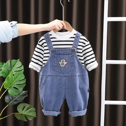 One set anak lakilaki premium usia 6 bulan - 5 tahun lucu Motif Salur Hipu impor korea