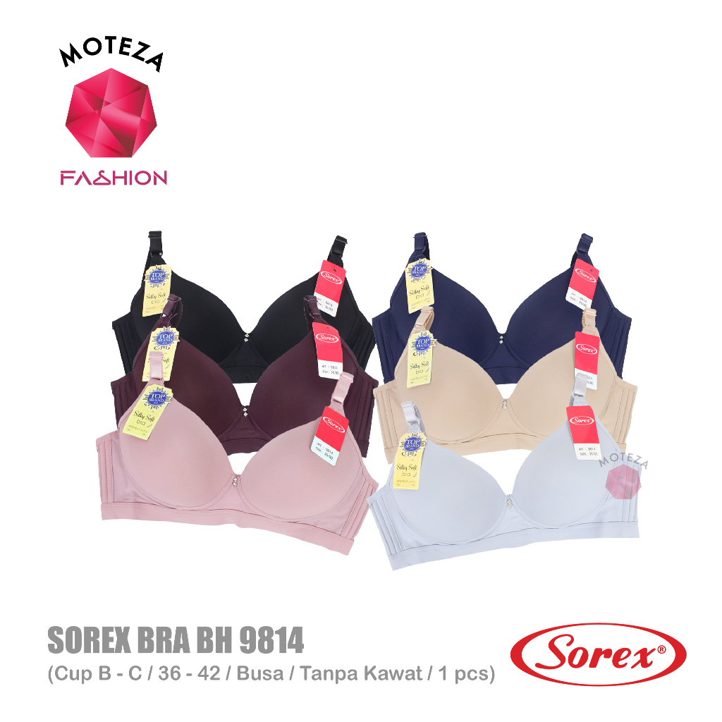 Sorex 9814 Bra BH Tanpa Kawat Busa Tipis Silky Soft Cup B - C Besar Kait 3