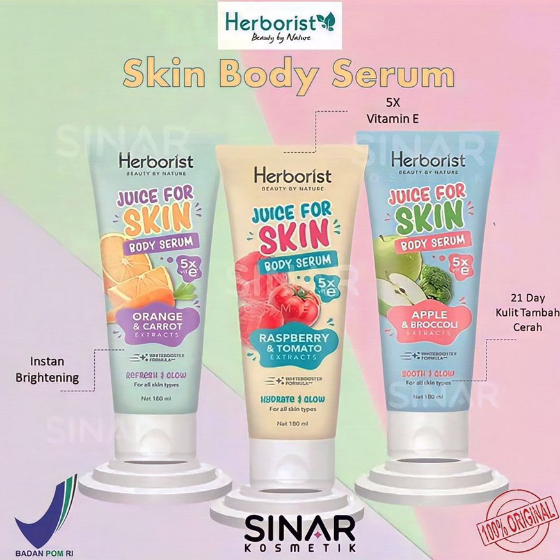 ✦SINAR✦ Herborist Juice for Skin Body Serum 180 gr | Apple Broccoli - Raspberry Tomato - Orange Carrot