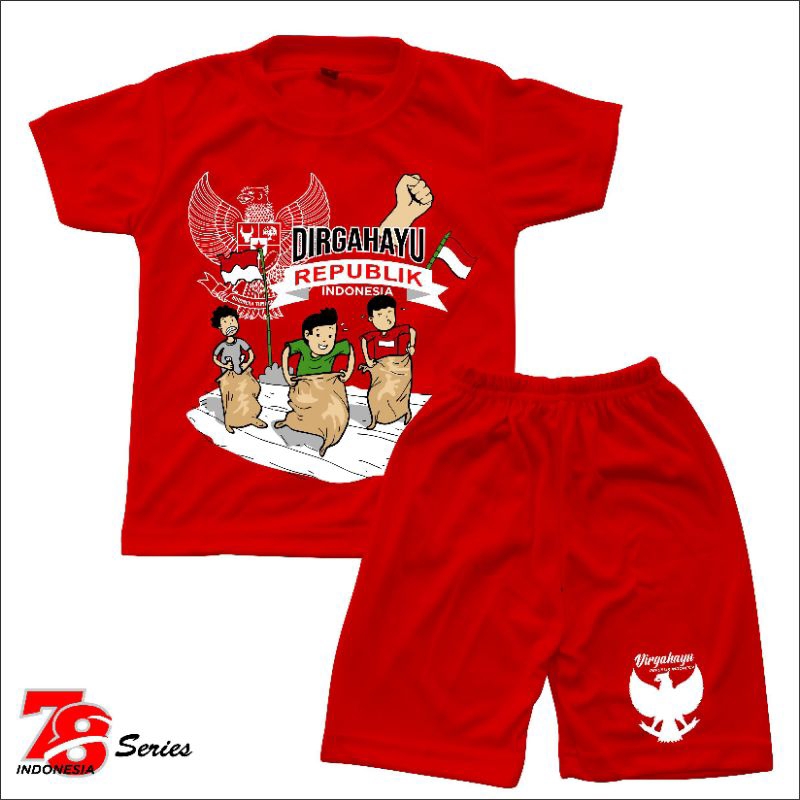 Setelan kaos anak kemerdekaan Indonesia 78