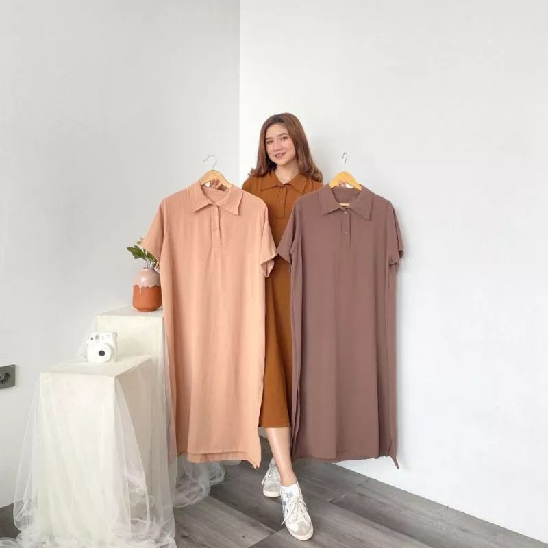 REGINA TUNIK OVERSIZE DAILY DRESS BELAH WANITA ATASAN WANITA CRINCLE AIRFLOW (AMD)