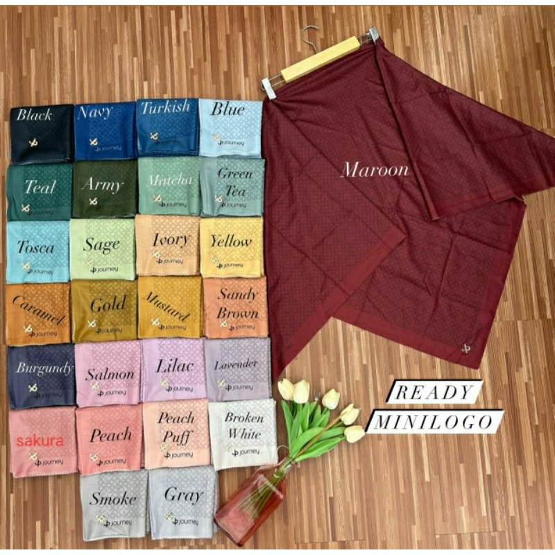 HIJAB JP JOURNEY MINI LOGO ( BLACK MAROON TEAL TURKISH BLUE TOSCA BROKEN WHITE IVORY BURGUNDY LAVEND