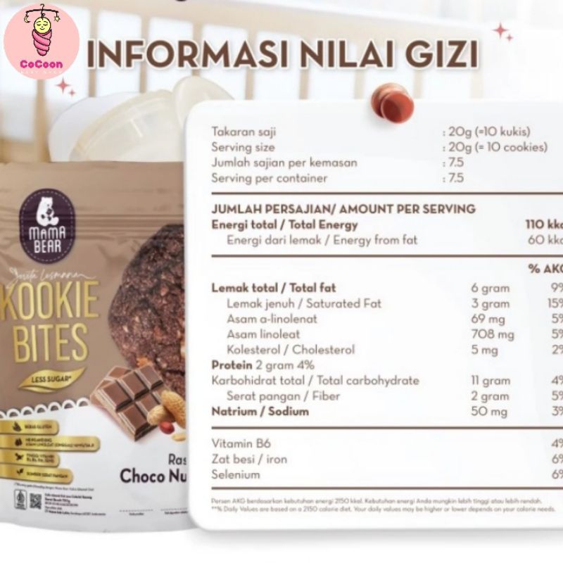 Camilan Snack Pelancar Asi Kookie Bites Mamabear Mama Bear Choco Nut