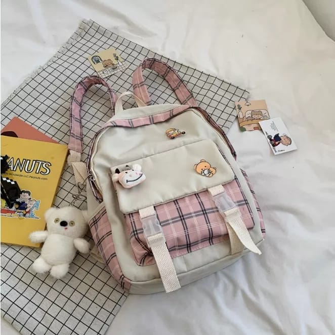 GROSIRTAS LV0316 Tas Ransel Wanita Import / Backpack Tas Laptop Gantungan Boneka