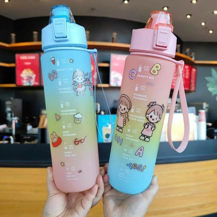 BOTOL MINUM AESTHETIC/BOTOL MINUM 1 LITER/BOTOL MINUM 2 LITER /BOTOL MINUM VIRAL FREE STIKER 3D & 2D