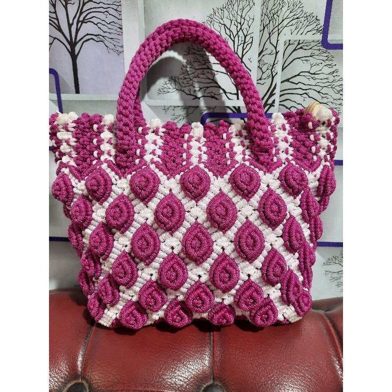 Tas tali kur Motif Bunga Mawar Timbul