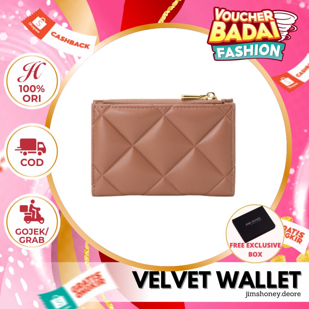 Jims Honey Velvet Wallet Dompet Kecil Kartu Wanita Simple Tipis Kekinian JH
