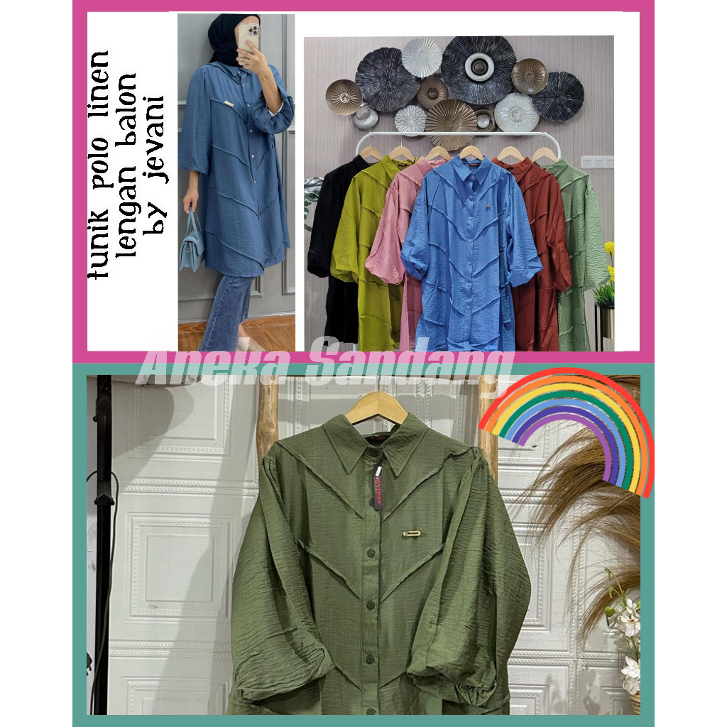 Tunik jumbo Baju Wanita Lengan Panjang-tunik lengan balon-Baju model 2023-24