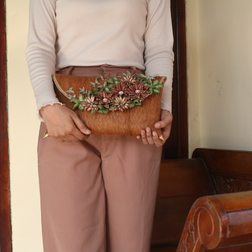 Tas Wanita Slingbag Sospeso Brown Bag / Tas Selempang Wanita / Kulit Kayu / Natural / Unik / Tas Cantik Formal Nonformal