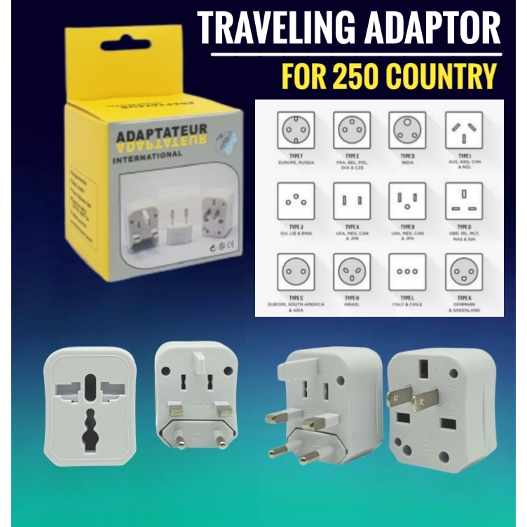 Traveling adaptor Adaptor multi country 250 Negara Umroh / Naik Haji