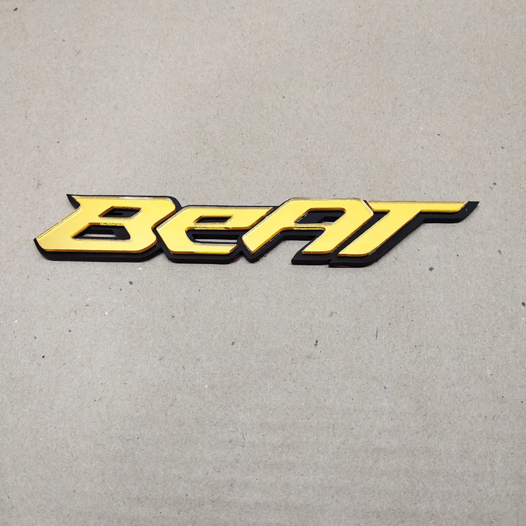 Emblem motor beat gold bahan Alklirik plus Doble tipe pemasangan