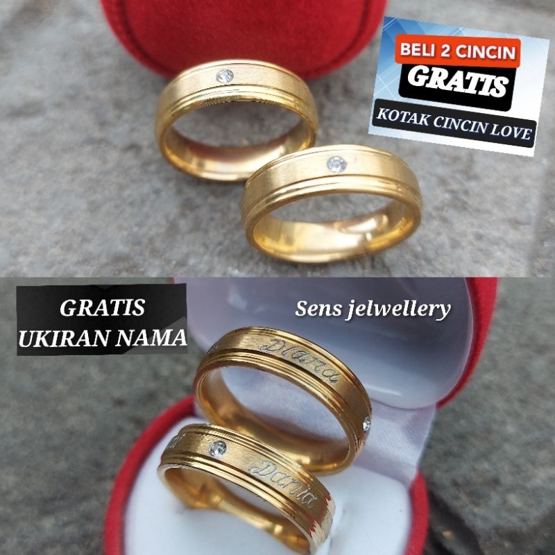 Cincin titanium couple ukiran nama