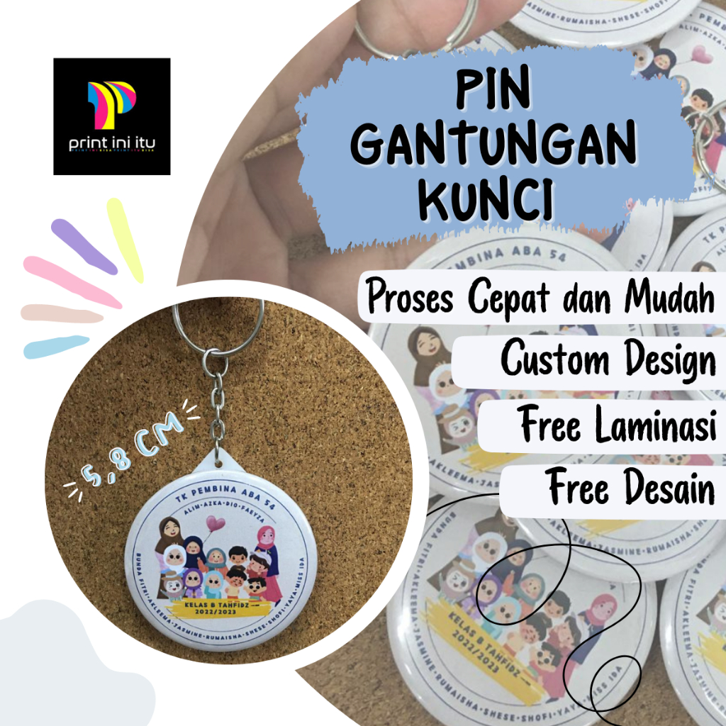 Gantungan kunci/pin ganci/gantungan kunci custom 5,8 cm free desain