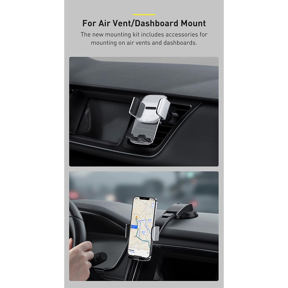 Baseus Holder Smartphone Mobil Air Vent Dashboard Mount - SUYK000001 - Black