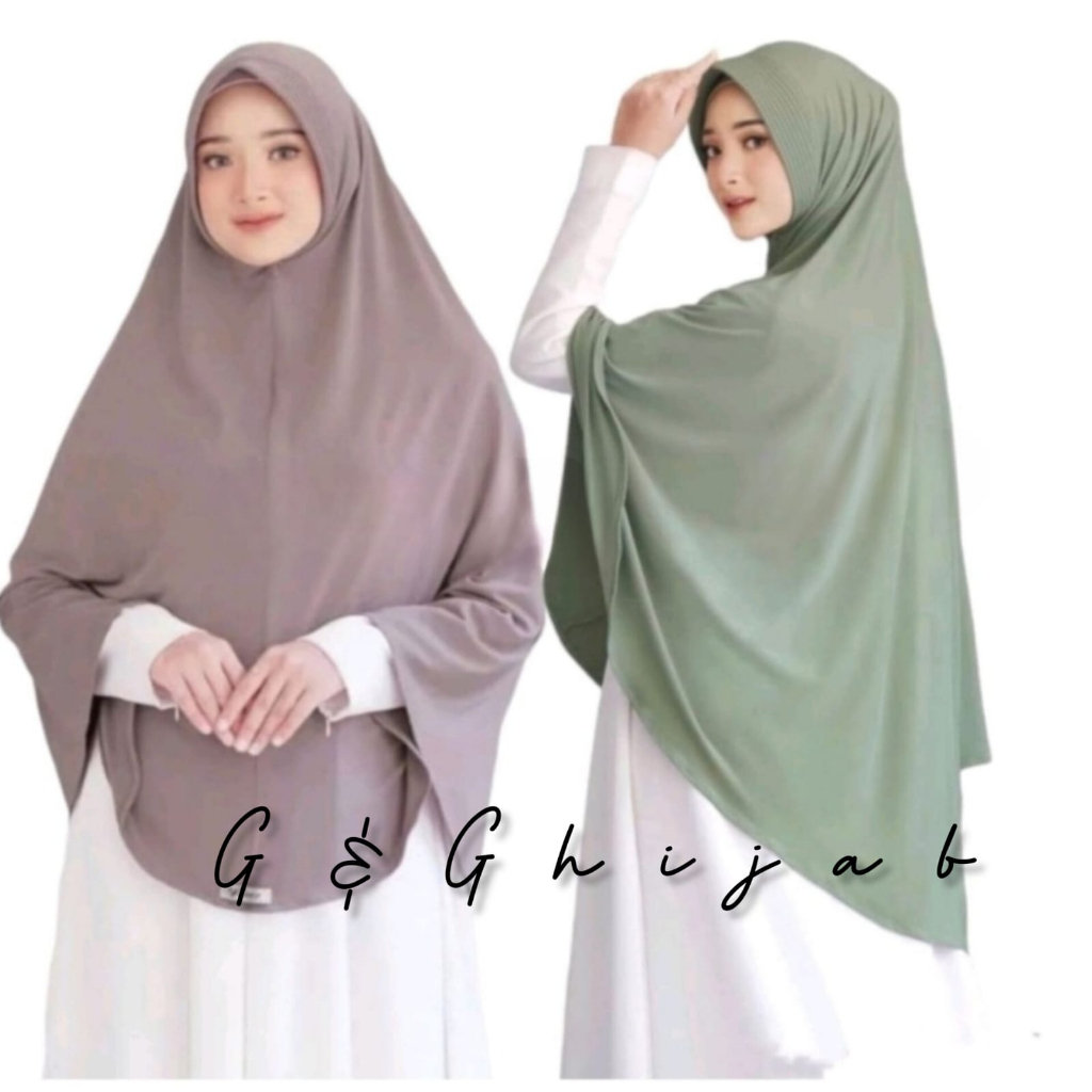 Hijab Khimar Bergo Hamidah Jumbo XL Spandek Jersy | Jilbab Bergo Simple Pad XL