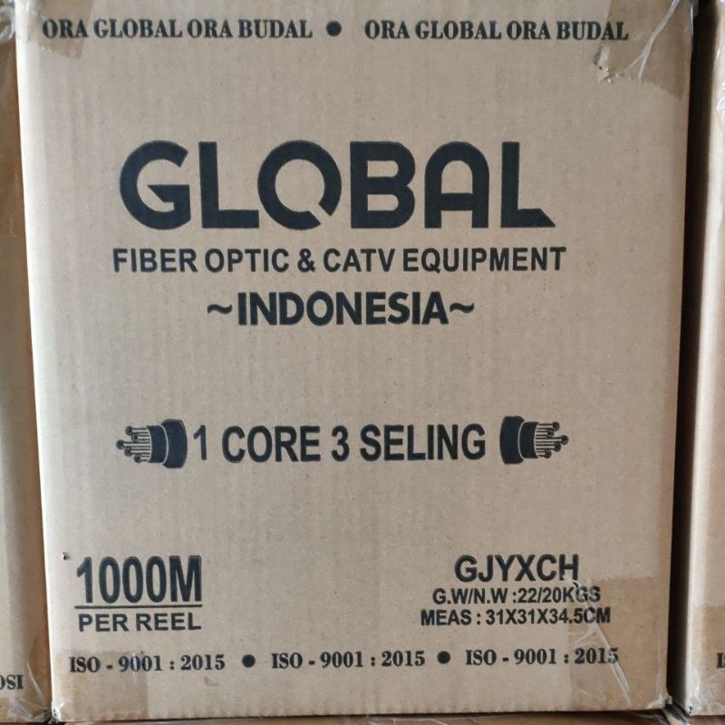 GLOBAL G657A2 Kabel FTTH Dropcore Drop core 1 core 3 Seling hasbelan 1000 meter fiber optic Drop Wire 1Core 3Seling Kawat