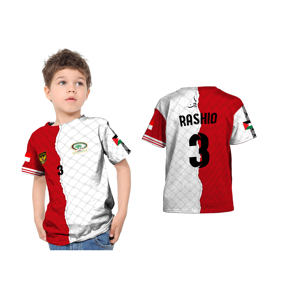 Kaos Baju T-Shirt Anak Jersey Indonesia Vs Palestina Fifa Match Day Fullprint Custom
