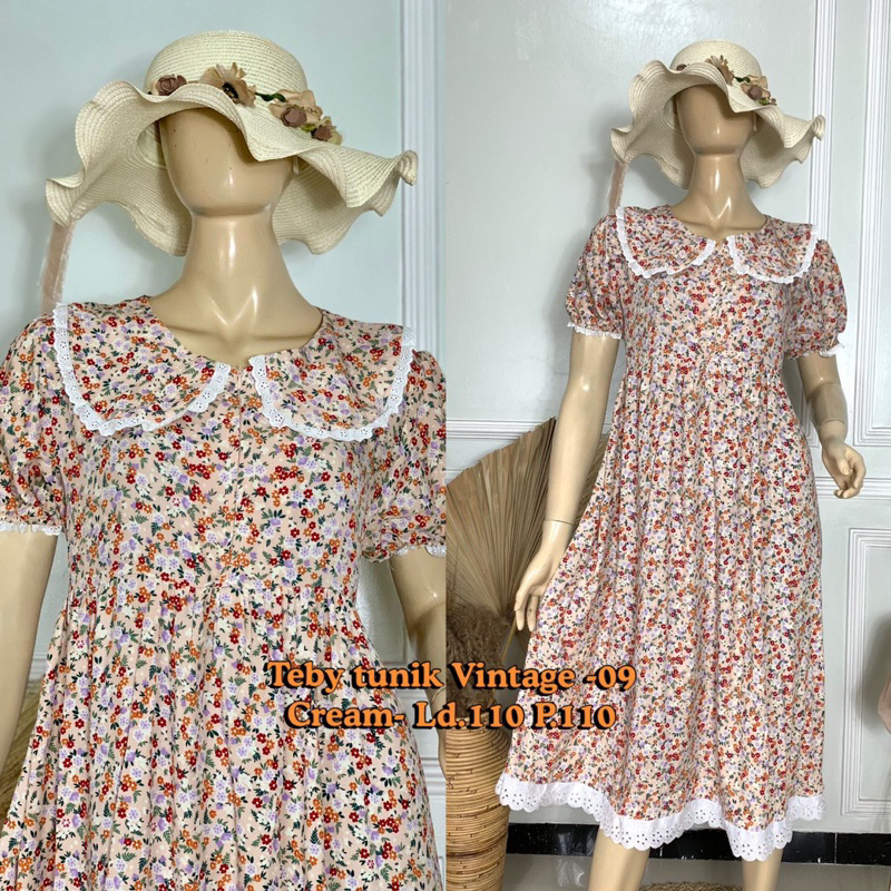 Daster Arab Teby TUNIK VINTAGE Dress Rayon Midi Bawah lutut