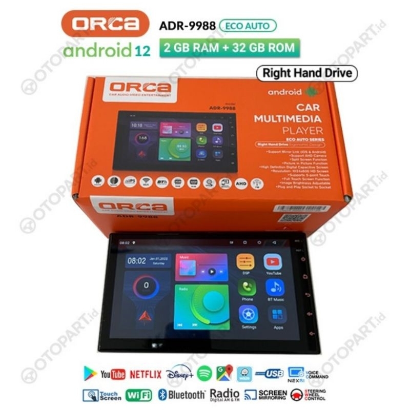 Head Unit Android 7 inch ORCA ADR 9988 Soket UNIVERSAL