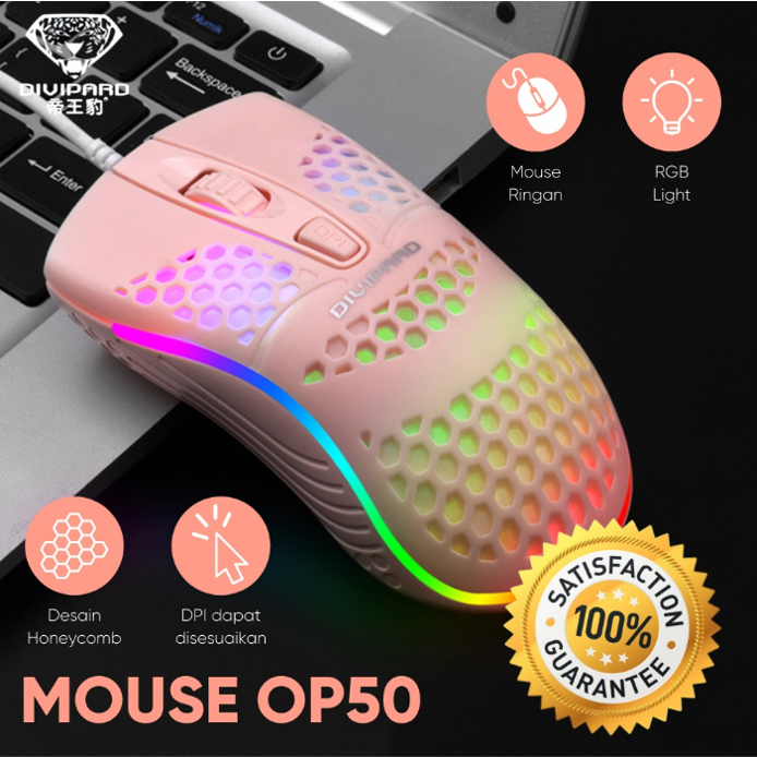 Mouse Gaming Honey Comb USB Divipard OP50 7 LED Lights