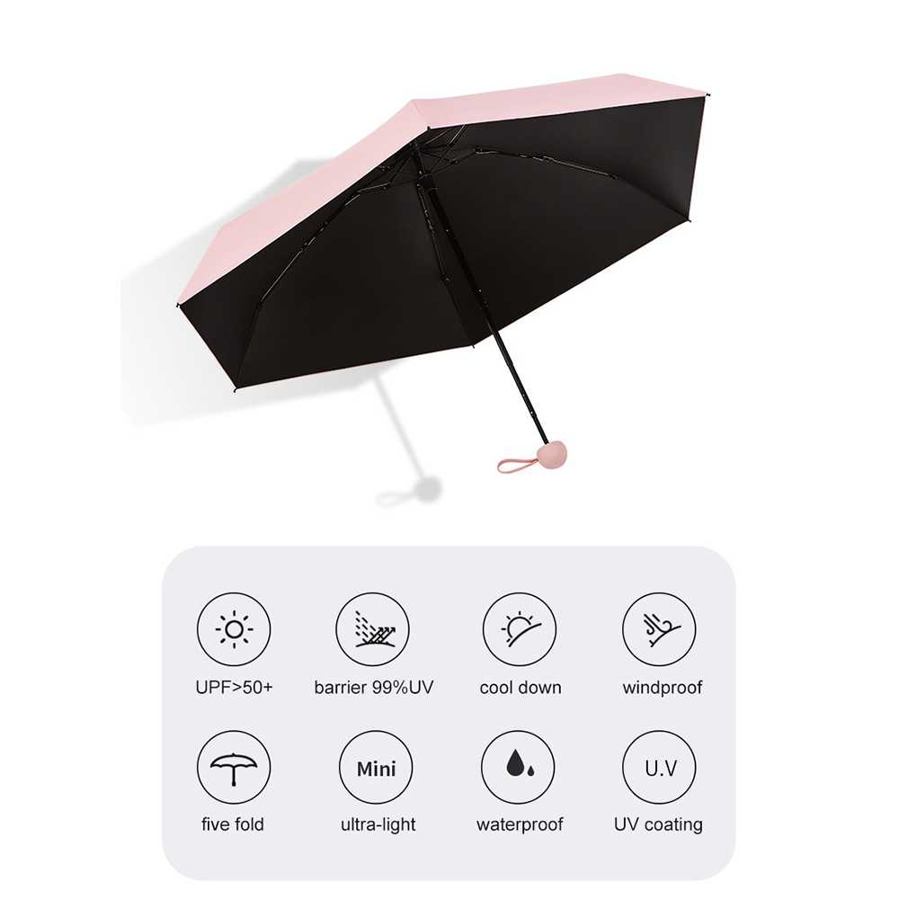 Payung Lipat Tahan Angin Lapisan Anti UV 6 Bones Umbrella Desain Lipat Pelindung Hujan Panas Matahari Portable