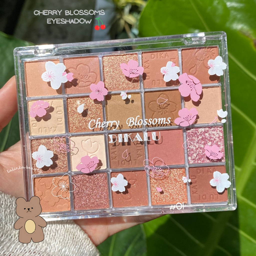 DIKALU Eyeshadow Cherry Blossom 20 Color Eyeshadow Palette Glitter Waterproof Tahan Lama