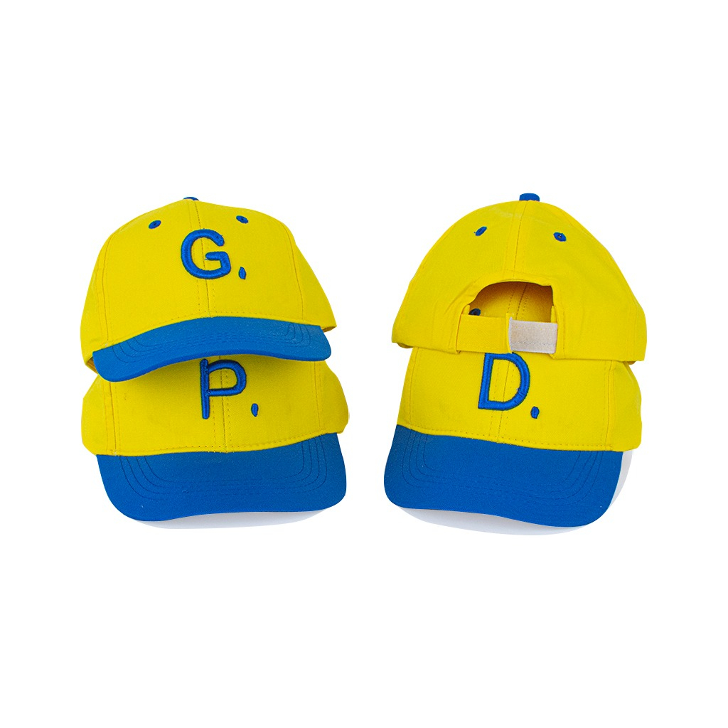 (HZ) TOPI KOMBINASI BIRU KUNING ANAK UNISEX FASHION HAT TOPI MOTIF HURUF ALPHABETH