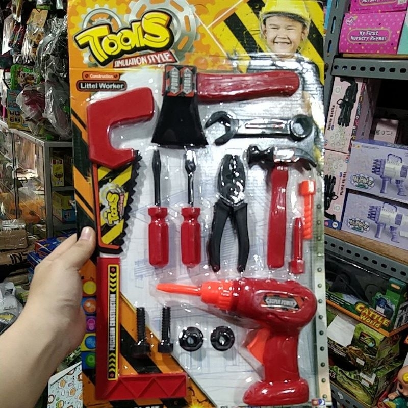tool simulation style mainan anak tool set bor nyala