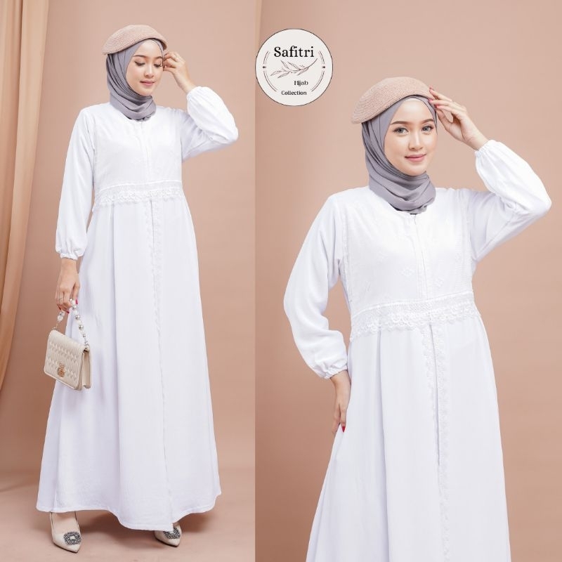 AISYA DRESS Gamis putih bersih hitam Thawaf Umroh Manasik Haji by Safitri Fashion