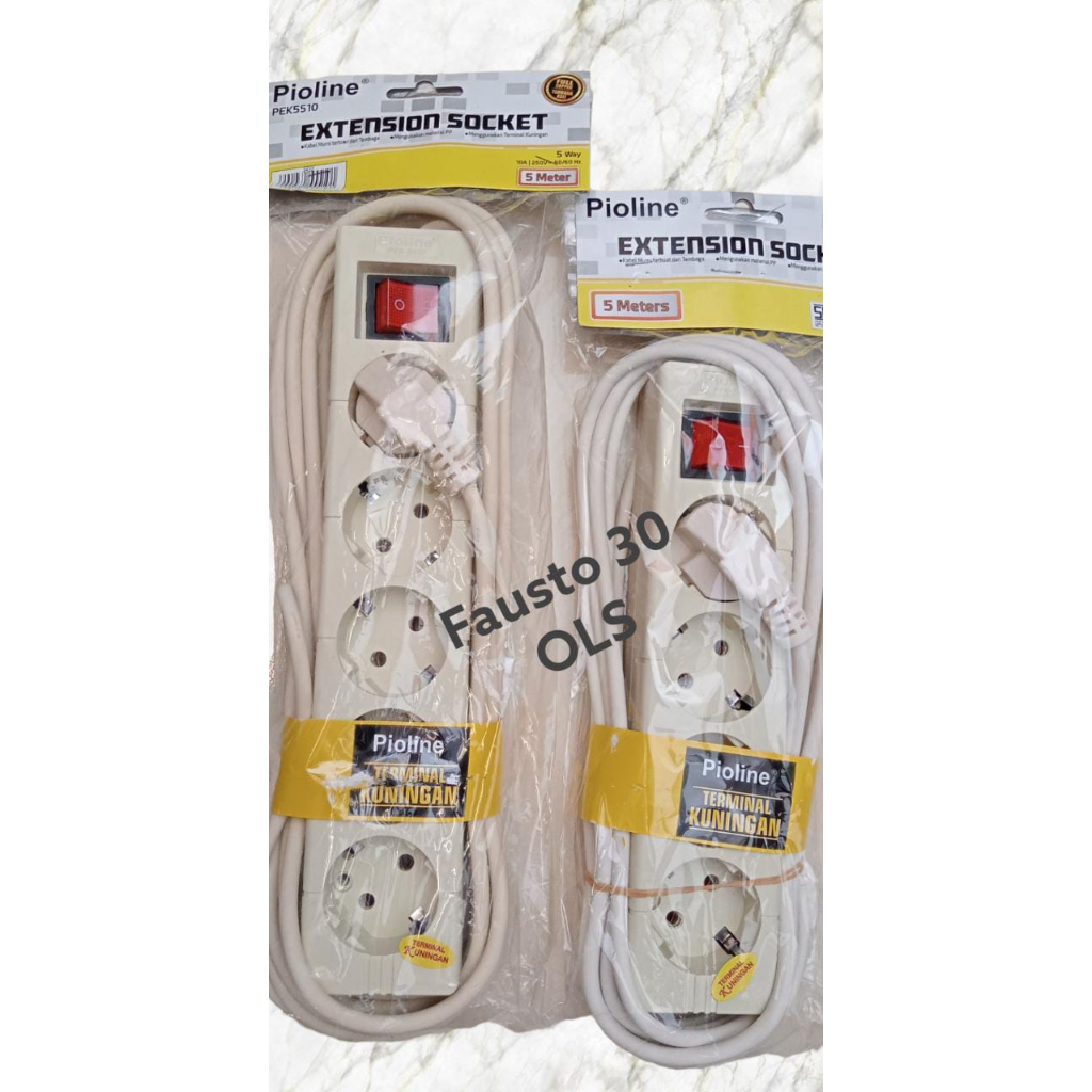 Terminal Kabel Kuningan/Stop Kontak 4 & 5 lubang dgn kabel 5 meter SNI
