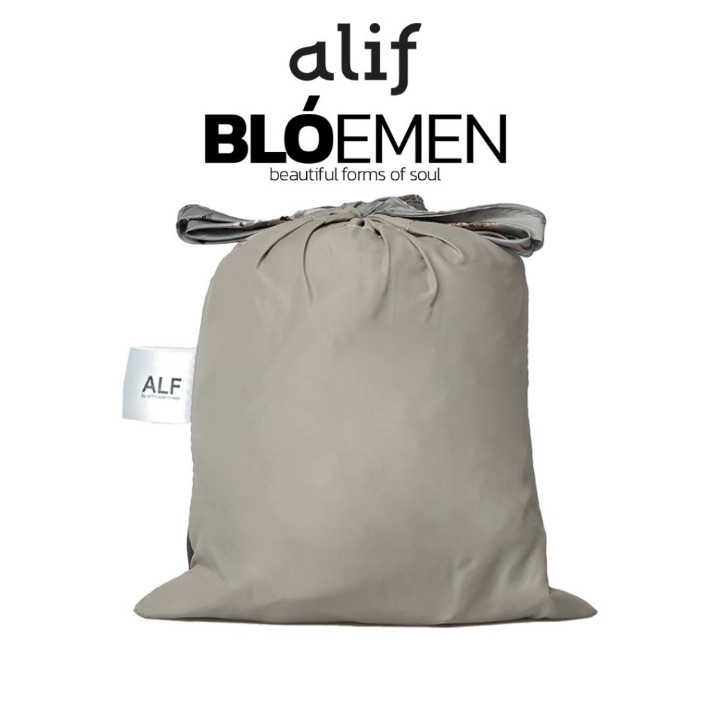 ALIF MUKENA MINI MOTIF PARASUT PREMIUM KOREA TRAVEL - SALVIA IN OYSTER GREY ( MKN-210 )