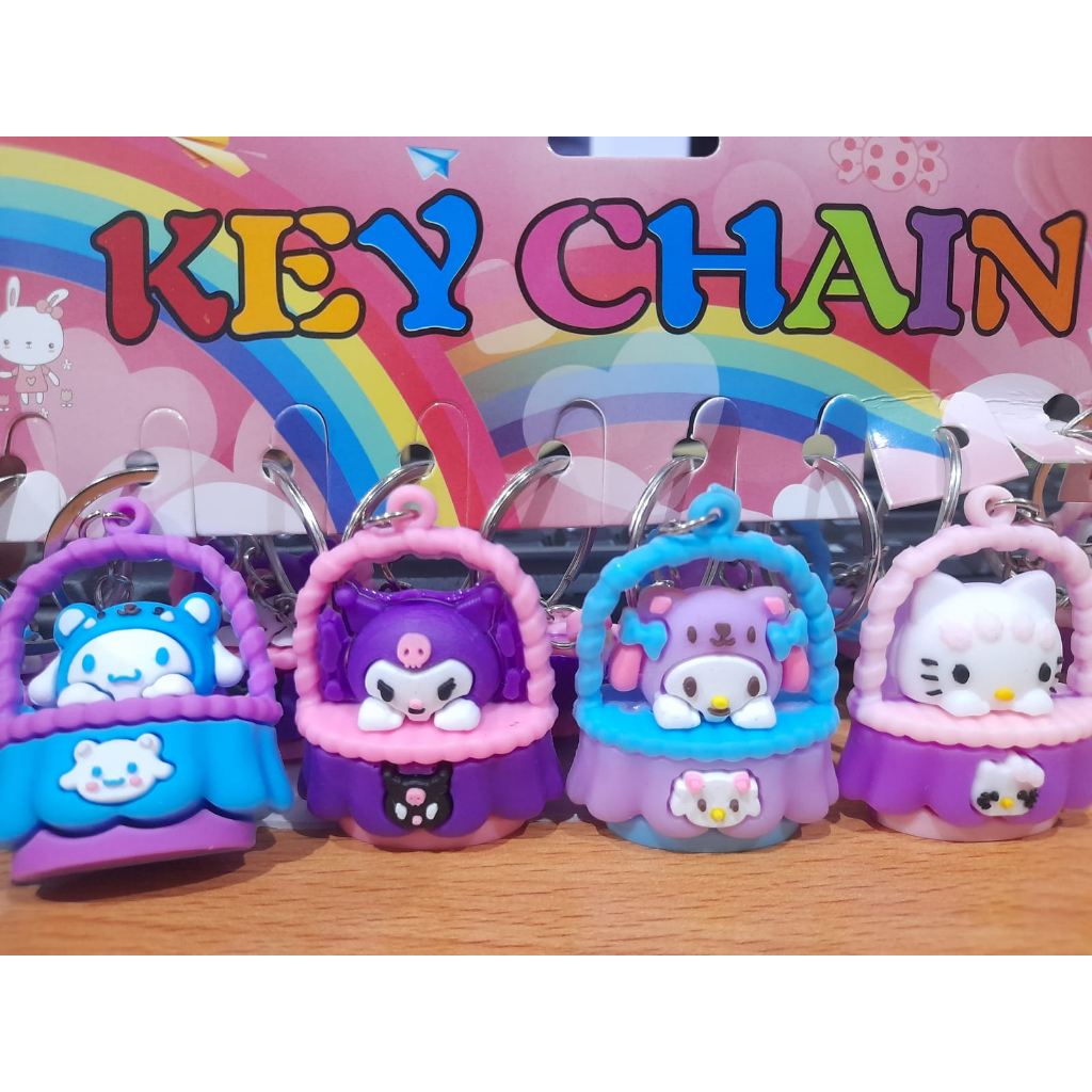 GANTUNGAN KUNCI KARAKTER SANRIO BUCKET KUROMI MELODY H.KITTY / KEYCHAIN SANRIO BUCKET RUBBER