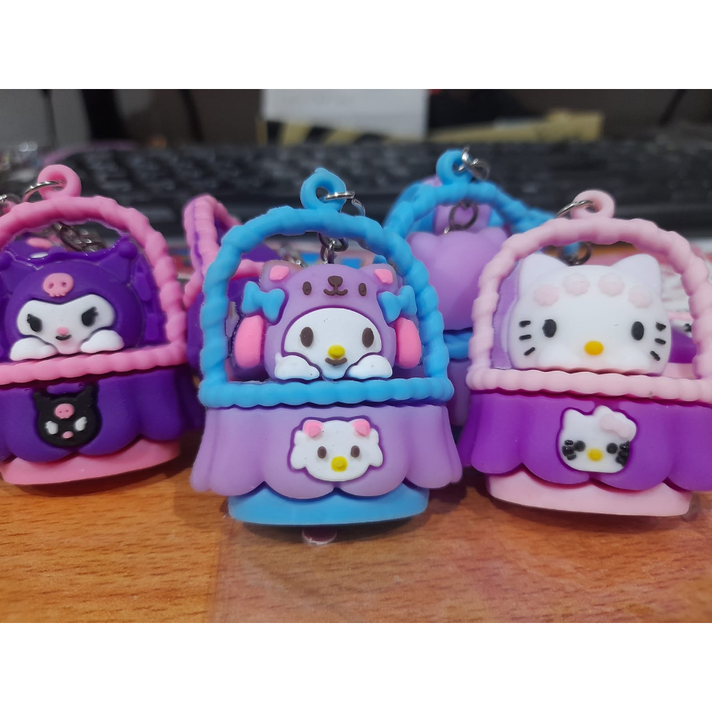 GANTUNGAN KUNCI KARAKTER SANRIO BUCKET KUROMI MELODY H.KITTY / KEYCHAIN SANRIO BUCKET RUBBER