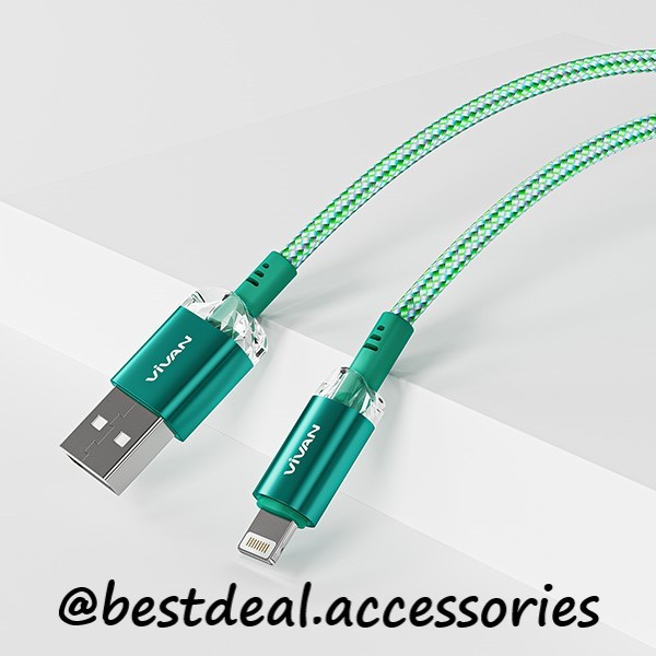 Vivan VXL100S LED Kabel Charger Data Cable Iphone Lightning 2.4A 100cm