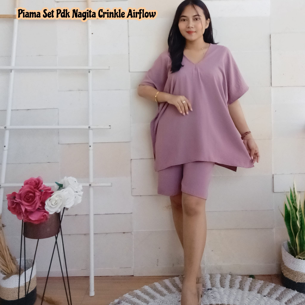 PIYAMA SET PENDEK NAGITA CRINKLE AIRFLOW