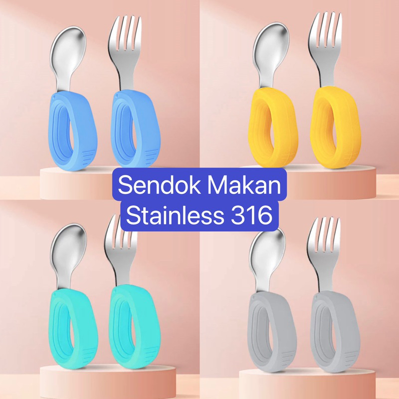 Sendok Garpu Makan Bayi Anak Stainless 316