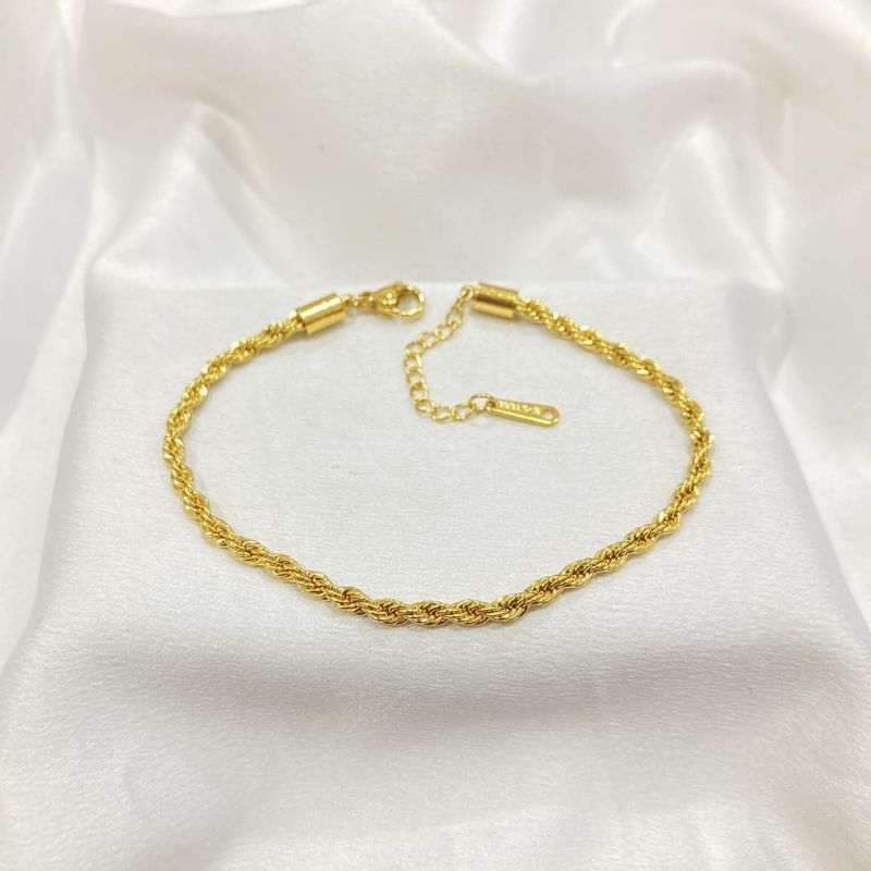 Gelang Tangan Dewasa Motif Tambang Gold dan Silver Awet menahun