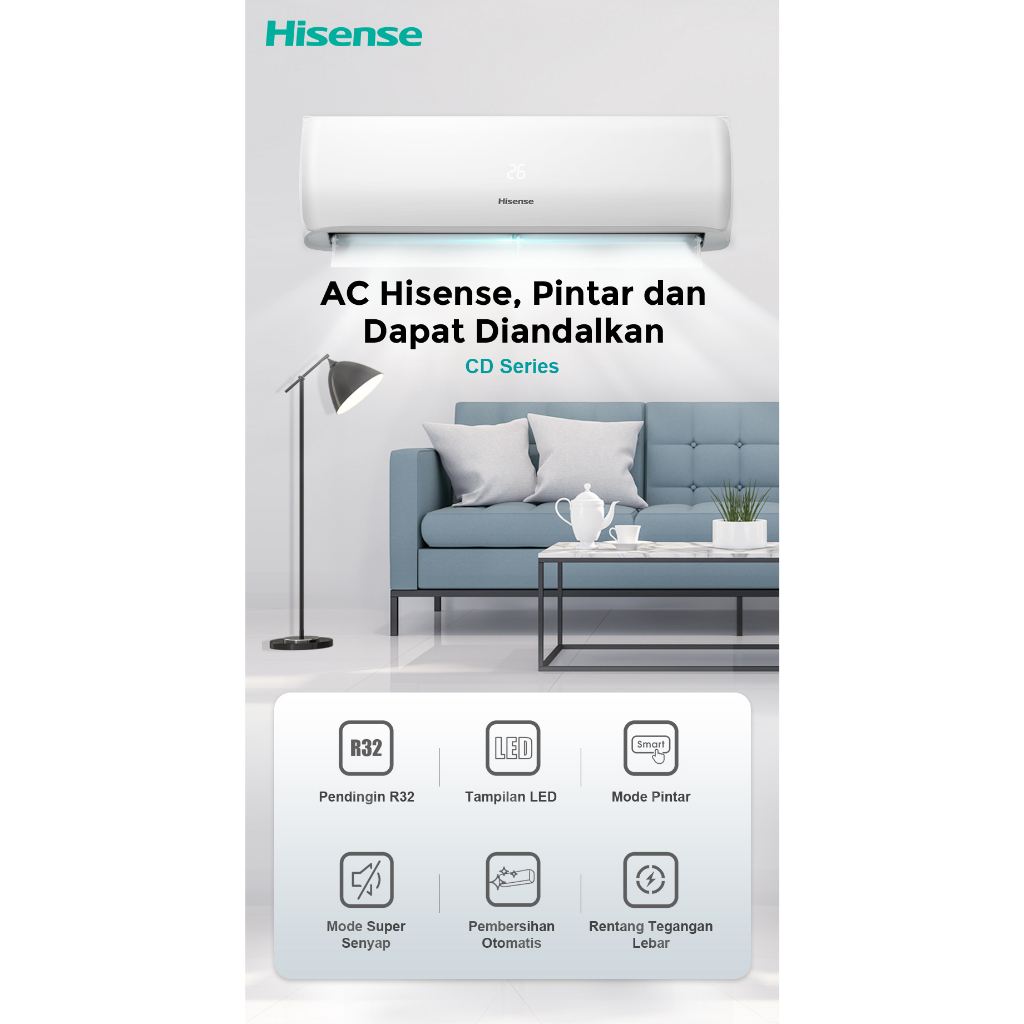 AC HISENSE AN05CDG 1/2PK R32 GOLDFIN + PASANG DEPOK MURAH