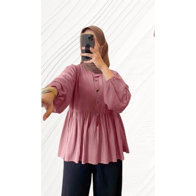 Rania Blouse Cringkle Oversize Ld120 Atasan Wanita Blouse Wanita Busui&amp;Friendly Atasan Hijab Baju Wanita Atasan Muslimah Cod