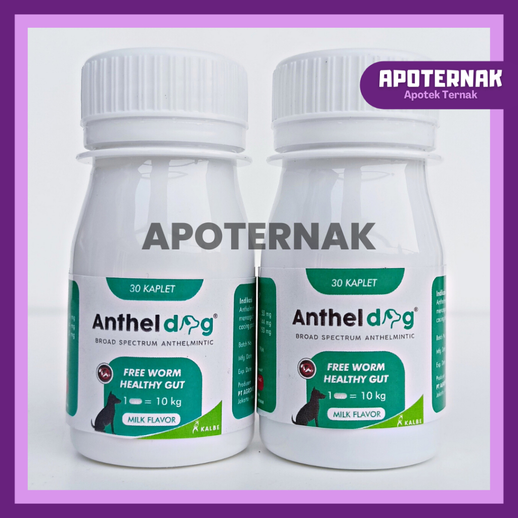 ANTHEL DOG 1 Tablet (Kemasan BOTOL) | Obat Cacing Anjing | Like DRONTAL DOG PLUS TASTY